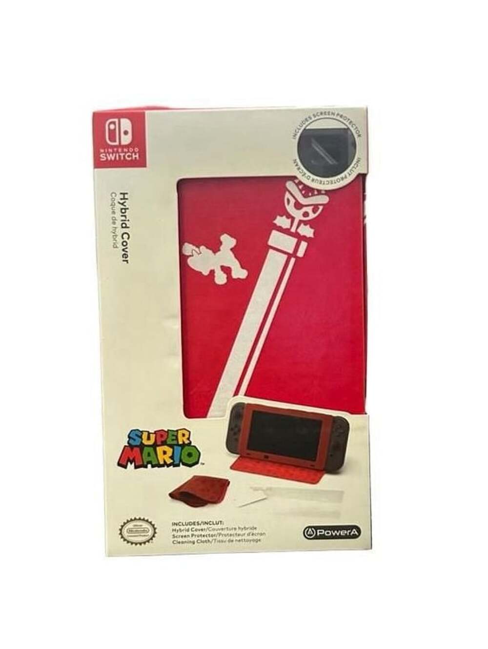 PowerA Super Mario Hybrid Flip Case Cover for Nintendo Switch W/ Screen Protecto